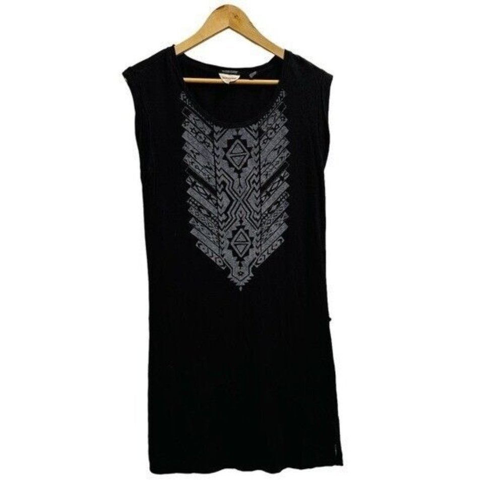 Maison Scotch Tee Dress - Black Aztec Print - Cap Sleeves Size 6